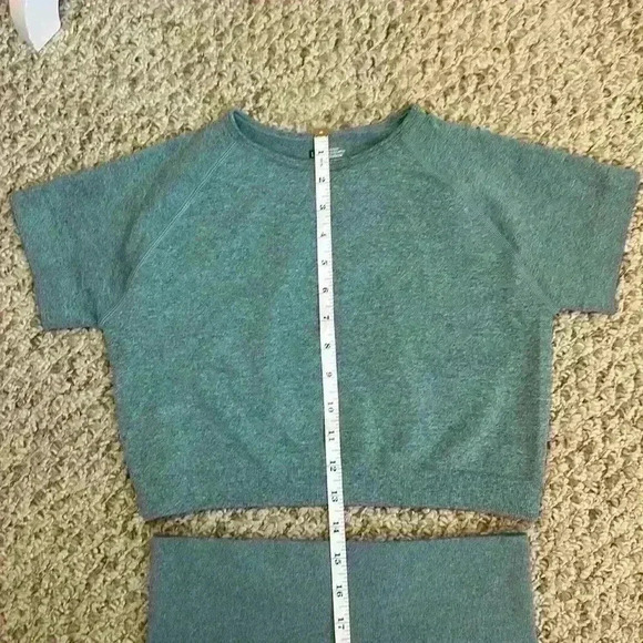 OYS Yoga 2 Piece Workout Sports Set Crop Top High Waist Leggings Green Size L - Picture 6 of 16